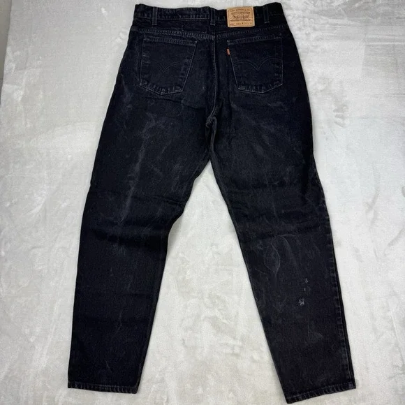 Vtg 90s Levi's 550 Black Orange Tab Jeans USA 38x32‎ (36x32) Grunge Tapered Fit